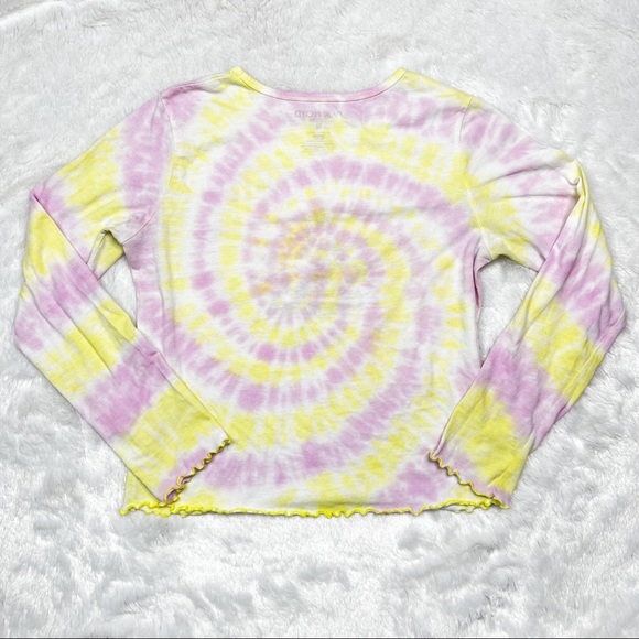 Pink Floyd Women’s Fitted Tie Dye Long Sleeve T-Shirt Scalloped Edges Sz M - Picture 2 of 8